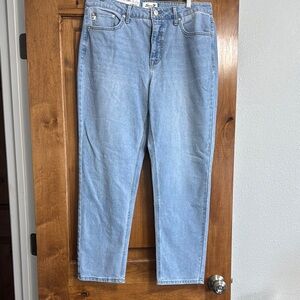 Seven7 90's Straight Denim Jeans Blue Straight Legs High Rise Light Blue Size 12